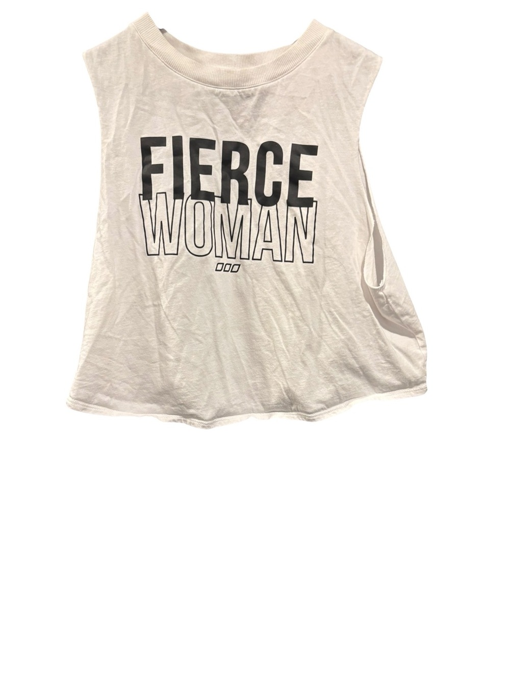 Lorna Jane White Cropped Tee with Black Bold Print